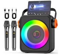Karaoke Machine with 6.5" Speaker & Instrumental Mode, Portable Bluetooth 5.3 Karaoke Speaker with 2 Wireless Microphones for Adults, PA System with Echo Adjustment, Support TWS/TF Card/USB/AUX/Live