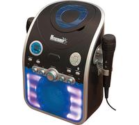 Karaoke Machine with Bluetooth & Flashing LED Lights - 2 Microphones & Double CDG Starter Disc - Portable Home Party Entertainment System with Echo & Volume Control