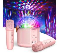 Karaoke Machine with Disco LED Lights for Adults Kids, Portable Bluetooth Speaker with 2 Wireless Microphone Xmas Toys Gifts for Girls Boys Birthday Family Home Party