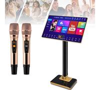 Karaoke Machine with LED Touchscreen, Wireless Microphone, Cloud Updates, and Song Download Features