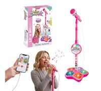 Karaoke Machine with Light, 2025 Upgrade Star Microphone with Stand, All in One Funny Karaoke Microphones with Adjustable Stand for All Ages, Birthday Gifts (not Included adeapter Cable) (Pink)