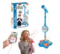 Karaoke Machine with Light, 2025 Upgrade Star Microphone with Stand, All in One Funny Karaoke Microphones with Adjustable Stand for All Ages, Birthday Gifts (not Included adeapter Cable) (Pink)