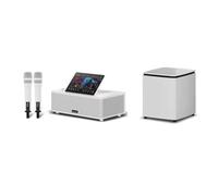 Karaoke Machine with Lyrics Display Screen for Adults 10.1 or 14" Option | 2 Professional Wireless Mics 10 Speaker Drivers Singing Machine For Party/Birthday/Outdoor(White-Audio,14 inch(1TB))
