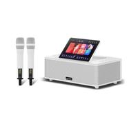 Karaoke Machine with Lyrics Display Screen for Adults 10.1 or 14" Option | 2 Professional Wireless Mics 10 Speaker Drivers Singing Machine For Party/Birthday/Outdoor(White,10.1 inch(500GB))