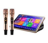 Karaoke Machine with Touch Screen, Wireless Microphones, Cloud Song Download, and App Control for Home Entertainment