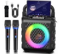 Karaoke Machine with Upgraded 6.5" Subwoofer, Portable Bluetooth 5.3 Karaoke Speaker with Instrumental Mode, PA System with Echo Adjustment, Support USB/TF Card/AUX/REC