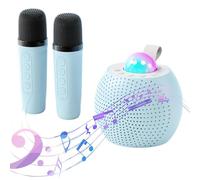 Karaoke Machine with Voice Changing Feature - Includes 2 Wireless Microphones and LED Light-Up Round Speaker - Ideal for Indoor and Outdoor Fun, Perfect for Kids and Adults