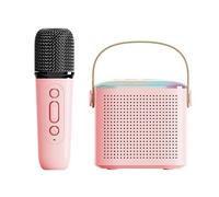 Karaoke Machine with Wireless Microphones & Led Lights,Portable Bluetooth Speaker,Voice Changing Effects,Rechargeable Toy Karaoke Mic Speaker Machine,Home KTV Player Birthday Party (Single Mic,Pink)