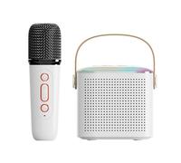 Karaoke Machine with Wireless Microphones & Led Lights,Portable Bluetooth Speaker,Voice Changing Effects,Rechargeable Toy Karaoke Mic Speaker Machine,Home KTV Player Birthday Party (Single Mic,White)