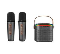 Karaoke Machine with Wireless Microphones & Led Lights,Portable Bluetooth Speaker,Voice Changing Effects,Rechargeable Toy Karaoke Mic Speaker Machine,Home KTV Player Birthday Party (Double Mic,Black)