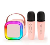 Karaoke Machine with Wireless Microphones, Portable Bluetooth Speaker for Children & Adults, MP3 Music Player - Fun Birthday Gifts for Family Home Party