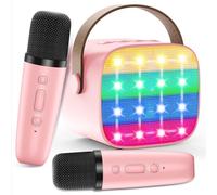 Karaoke Machines for Kids Adults, Mini Portable Bluetooth Speaker with 2 Wireless Microphones, Portable Kids Toys Christmas Birthday Gifts for Girls Ages 4, 5, 6, 7, 8, 9, 10, 12 +Year Old Home Party
