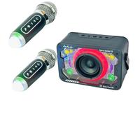 Karaoke microphone Bluetooth wireless speaker Karaoke party singing machine speaker Mini portable, support TF card U disk AUX input (Black (2 microphone))