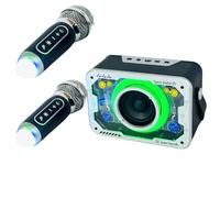 Karaoke microphone Bluetooth wireless speaker Karaoke party singing machine speaker Mini portable, support TF card U disk AUX input (Grey (2 microphone))