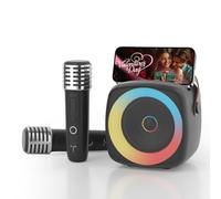Karaoke Microphone for Kids，Speaker Karokee Machine with Bluetoot and 2wireless Microphone for Adults，with Led Lights & 5 Soundfor Girls Boys Age 3-12+, Forbirthday、Outdoor Party Gift （Black）