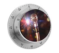 Karaoke Microphone Kitchen Timer - Mechanical Visual Timer, Stainless Steel Digital Timers with Magnetic Base Egg Timers for Hard Boiled Eggs 60-Minute Countdown Kitchen Clock for Cooking