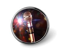 Karaoke Microphone Round Badge Personalized Metal Lapel Pin Badges Fit Clothing Bags Hat Humorous Printed Brooch Badge Party Decorations Accessories for Men Women