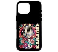 Karaoke Music Bar Singer Flowers Microphone Karaoke Case for iPhone 16 Pro Max