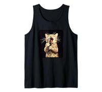 Karaoke Night Bar Costume with Funny Cat Tank Top
