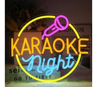 Karaoke Night Neon Sign Music Room Decor Dimmable Karaoke Bar LED Sign for Wall Live On Air Neon Lights Signs Bar Open Neon Wall Light for Music Pub Studio Game Room Decor