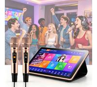 Karaoke Play with 18.5 inch LED Capacitive Touch Screen and Professional Wireless Microphone, Support Multiple Languages, Karaoke Amplifier for Home, Parties, KTV, Music Player Black-8TB