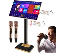 Karaoke Player, 21.5 inch Touch Screen All-in-one Machine, 500G Home Professional Capacitive Touch Screen with 2 Wireless Microphone, Phone App Control, for Home, Bar, Party, 2T