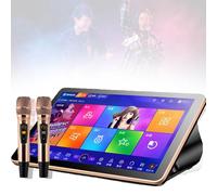 Karaoke Player Desktop Machine with Wireless Microphone and Cloud Download Songs for Home Entertainment