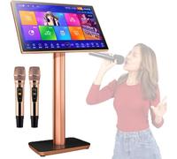 Karaoke Player with 2 Microphones and 4K HD Touch Screen, Lyrics Display, Multiple Music Modes for Home Bar Party
