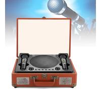 Karaoke Player,with 2 Singing Mics/Smart Noise Reduction:80dB, 10m Smart Connection,Portable Carrying Handle,Compatible with Multiple Devices,Brown
