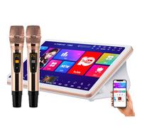Karaoke Player with 4K Touch Screen, Dual System, Reverb Microphones for Karaoke, Movies, Games, YouTube, App Support, Voice Assistant