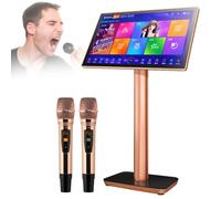 Karaoke Player with Dual Wireless Microphones, 27 Languages, Home Theater System for Parties and Meetings, 1TB Storage