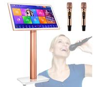 Karaoke Player with Reverb Wireless Microphone, 19.5-inch capacitive Touch Screen Karaoke Machine Cloud Download Function APP Online Play 27 Languages,White-4TB