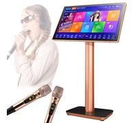 Karaoke Player with Reverb Wireless Microphone, 22" Capacitive Touch Screen Karaoke Machine, Cloud Song Download, Movies Online, 27 Languages Switching,Black-8TB