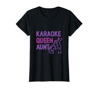 Karaoke Queen Aunt Neon Pink Purple Mic Music T-Shirt