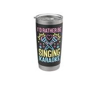 Karaoke Singer 80s Retro I'd Rather Be Singing Karaoke Stainless Steel Insulated Tumbler