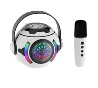 Karaoke Singing Karaoke Wireless Bluetooth Speaker Heavy Subwoofer with Color Lights Mini Convenient Portable Outdoor Karaoke Sound with Microphone Mic Long Life (White + 1 Microphone)