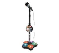 Karaoke Song Music Instrument Height-Adjustable Brain-Training Educational Toy with Lights Karaoke Machine Birthday Gift for Girls Boys (Black)