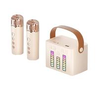 Karaoke Speaker, Bluetooth Karaoke Machine with Portable Handle and 2 Wireless Microphones, Supports TF/USB/AUX-in and LED Pickup Light, For Party, Gifting, Outdoor/Indoor, Camping
