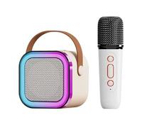 Karaoke Speaker, Portable Karaoke Player with Long Battery Life, Lighting Effects for Your Home (White with 1 Microphone)
