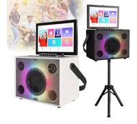 Karaoke Speaker, Professional Cordless Device with 14.1" Touch Rotatable Screen, Support Phone App Control, Ideal for Home Karaoke Parties