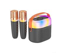 Karaoke Speaker with 2 Wireless Mics LED Lights Karaoke Speaker(Black)