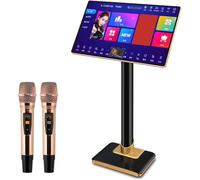 Karaoke Syste Desktop KTV Player, 21.5 inch Capacitive Touch Screen Karaoke Machine with Wireless Microphone, AI Smart Voice Control, for Singing, Watching Movies, Games