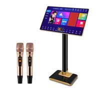 Karaoke System 21.5 Capacitive Touch Screen with Wireless Mic, Power Amplifier, Phone App Control - 1.1M Songs for Home & Bar