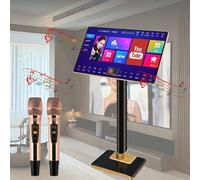 Karaoke System, 21.5 Inch 4K High-Definition Capacitive Touch Screen, with Reverb Wireless Microphone, Power Amplifier Function, AI Smart Voice Control the Song Function, for Bar Home Party(500G)