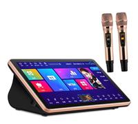 Karaoke System,5 in 1 Karaoke Machine 18.5 inch Capacitive Touch Screen Karaoke Machine with Wireless Microphone,Karaoke Singing Player with 2 Wireless Mic,Desktop KTV Player(Black,100 thousand songs)