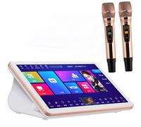Karaoke System,5 in 1 Karaoke Machine 18.5 inch Capacitive Touch Screen Karaoke Machine with Wireless Microphone,Karaoke Singing Player with 2 Wireless Mic,Desktop KTV Player(White,100 thousand songs)