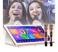 Karaoke System,Karaoke Machine with 18.5 inch LED Capacitive Touch Screen and Professional Wireless Microphone,AI Smart Voice Control the Song Function, Desktop KTV Player(White,8T)