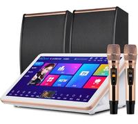 Karaoke System with 18.5 Inch Touch Screen, 4K Output, 8TB Storage, Wireless Microphone, Power Amplifier, and AI Voice Control