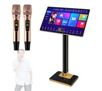 Karaoke System with Capacitive Touch Screen, Wireless Microphone, Power Amplifier Function, Phone App Control, 1.1 Million Cloud Download Songs for Home and Bar