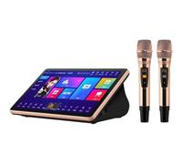 Karaoke System with Touch Screen, Wireless Microphone, AI Voice Control, and Multi-Language Support for Home Entertainment and Parties